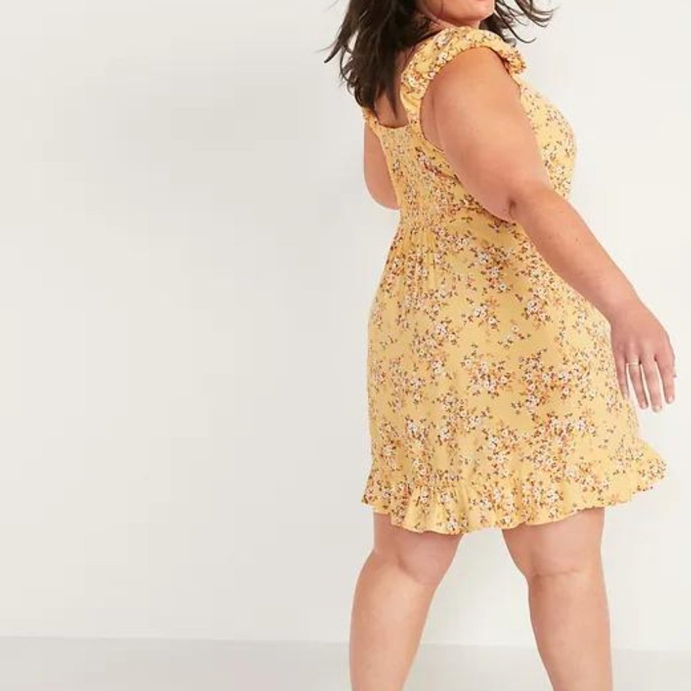 Old Navy Fit and Flare Puff-Sleeve Floral-Print Dress for Women New - Picture 6 of 8